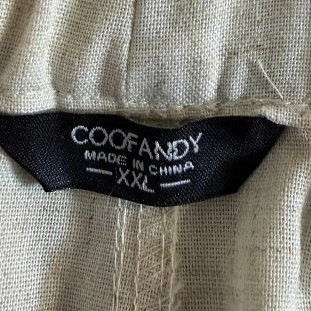 COOFANDY Men's Cotton Blend Drawstring Pants XXL Straight Leg Natural Relaxed